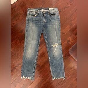 rag & bone Distressed Ankle Jeans in Blue